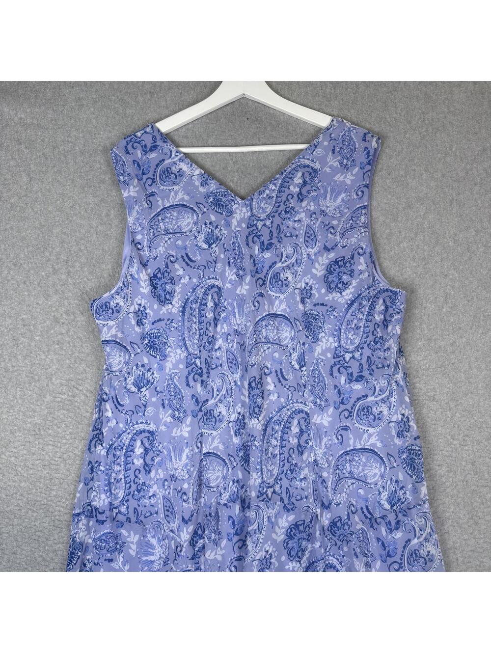 Brand New Catherines Women's Size 2X Plus Blue Print Flowy Sleeveless Midi Dress - Picture 7 of 9